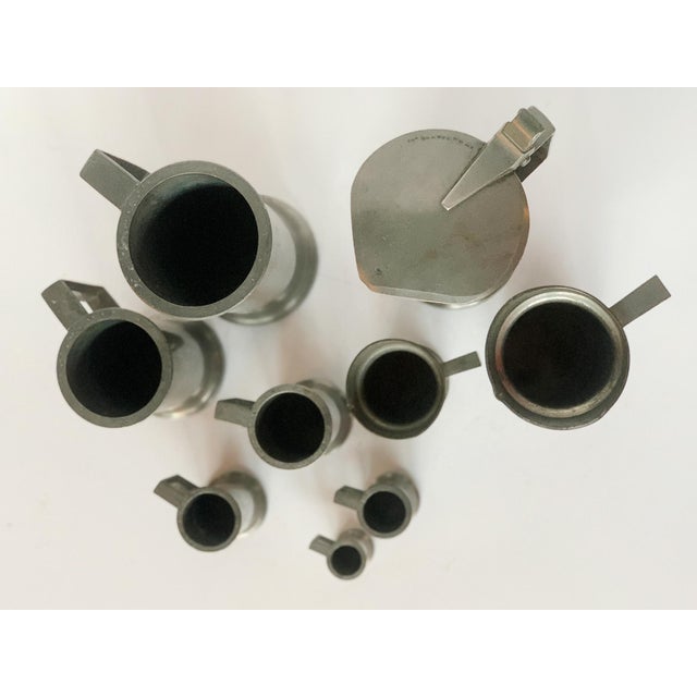 Traditional Antique & Vintage Pewter Measuring Cups - A Set of 9 For Sale - Image 3 of 16