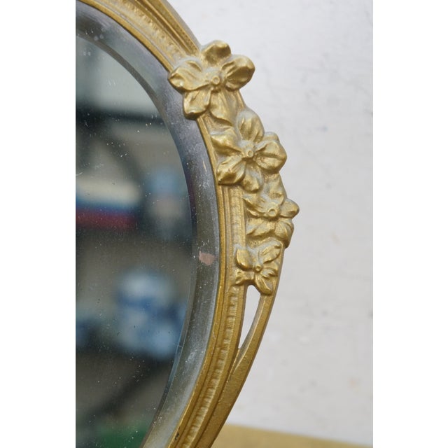 Late 19th Century Antique Victorian Art Nouveau Gilt Brass Tabletop Vanity Dressing Mirror 14" For Sale - Image 5 of 13