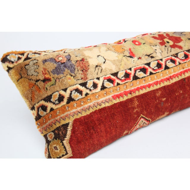 Authentic Handwoven Rug Pillow Cover – Home Décor in Red & Warm Color Tones -14'' X 37'' For Sale - Image 9 of 10