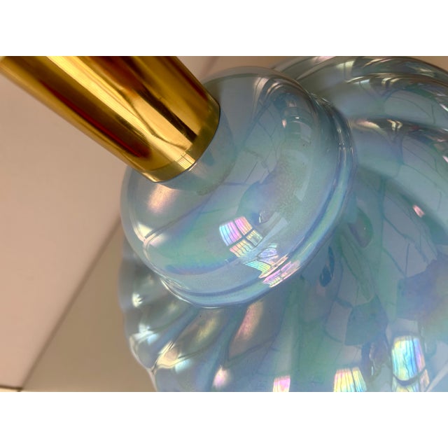 Mid-Century Modern Mid-Century Iridescent Blue Ceramic Lamp Base in the style of Tommaso Barbi, 1970s For Sale - Image 3 of 4