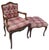 Wood Vintage Walnut French Provincial Armchair & Ottoman Set in Rich Plaid Upholstery For Sale - Image 7 of 12