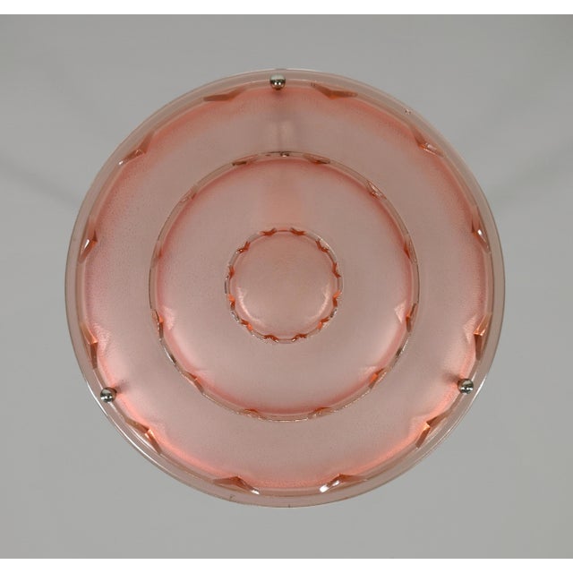 Metal French Art Deco Pendant Light by Jean Gauthier Ejg Ezan 1930s France For Sale - Image 7 of 12