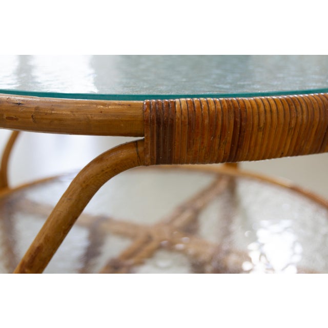 1950s Danish Bamboo, Rattan and Glass Table by Tove Kindt-Larsen for R. Wengler, 1940s For Sale - Image 5 of 18
