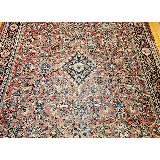 Vintage Oversized Persian Mahal-Sultanabad Rug, Hand-Knotted Wool, Floral Pattern, Red & Navy, 11x17 For Sale - Image 10 of 16