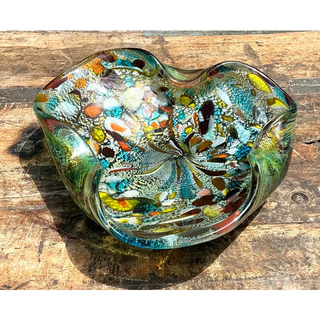 Vintage Italian Art Glass Ashtray After Murano For Sale - Image 10 of 12