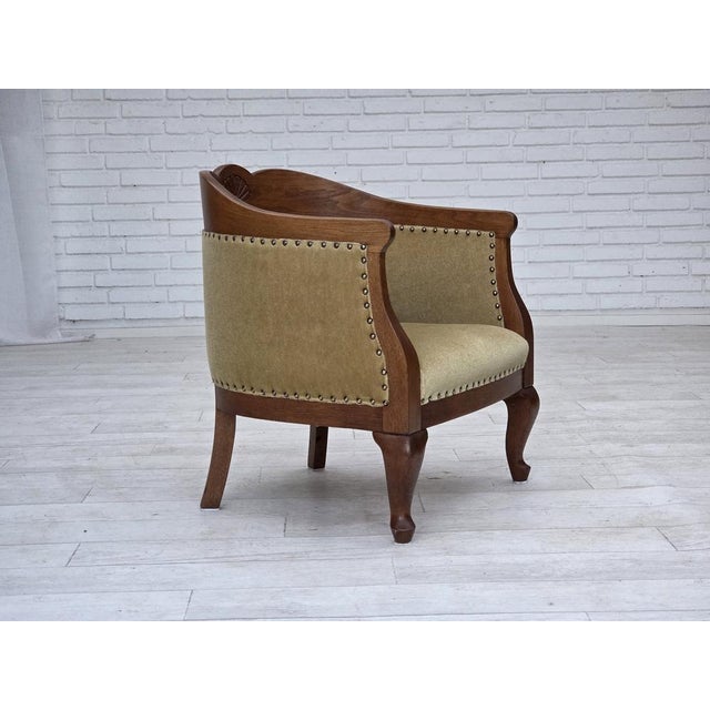 Danish Children's Armchair in Light Green Furniture Velour and Oak, 1950s For Sale - Image 17 of 17