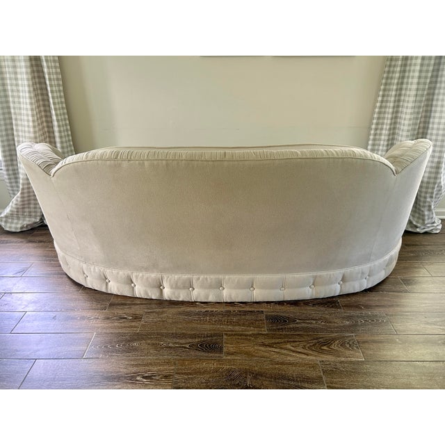 Hollywood Regency Vintage Reupholstered Tufted Kidney Sofa For Sale - Image 3 of 11