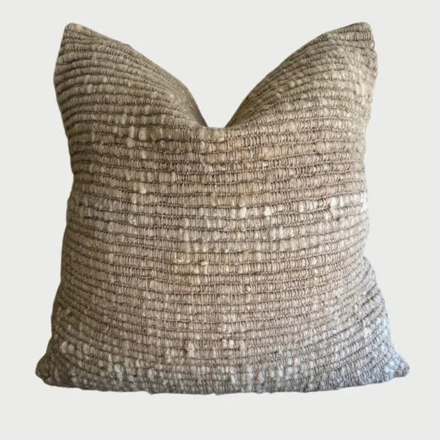 Textile Villa Hand Made Wool Pillow With Down Feather Insert For Sale - Image 7 of 7