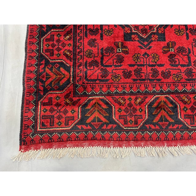 Red and Navy Tribal Geometric Runner Rug, 2'9" X 15'6" For Sale - Image 13 of 17