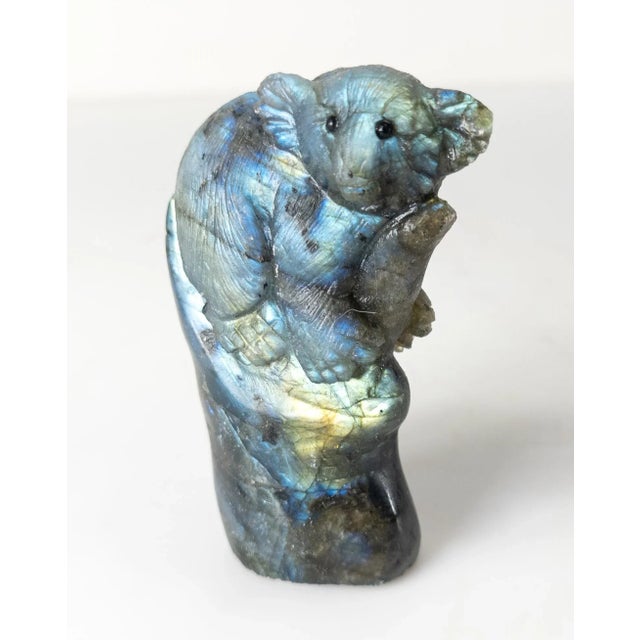 We are selling this nice 20th century carved Labradorite stone figure of a Koala bear. Condition: Some general surface...