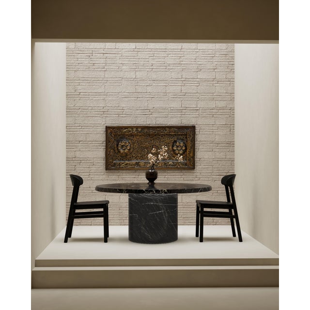 Ocel Round Dining Table in Nero Maquina Marble from Stone Valley For Sale - Image 4 of 5