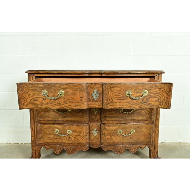 Brown Baker Furniture French Provincial Louis XV Carved Oak Dresser or Chest of Drawers For Sale - Image 8 of 16