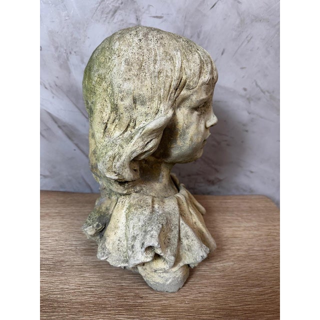 Cement Bust of Girl, 1950s For Sale - Image 9 of 12