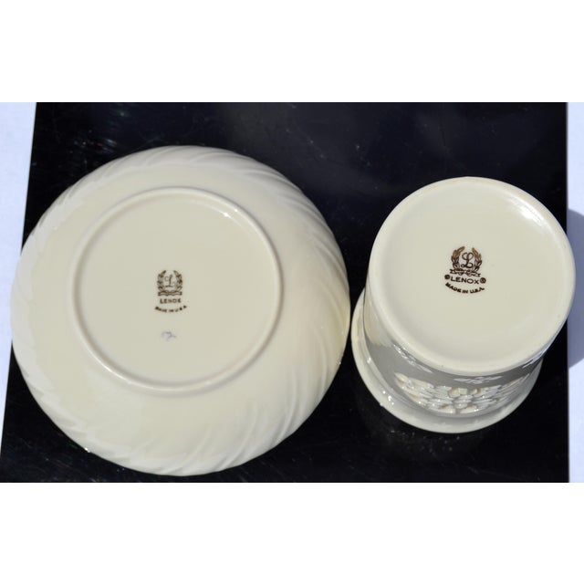 1960s Lenox Votive Snowflake Themed Candle Holder & Underplate Illuminations Collection For Sale - Image 10 of 13