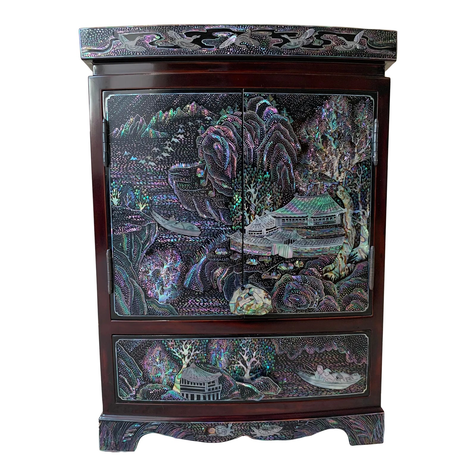 Late 20th Century Vintage Inlaid Korean Jewelry Box | Chairish
