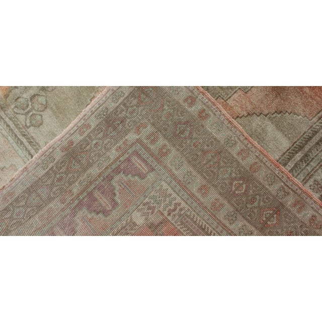 Taupe Vintage Oushak Rug With Taupe, Light Coral Medallion 6' X9'9" For Sale - Image 8 of 8