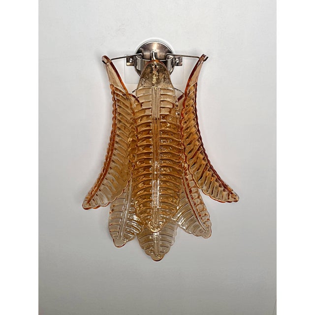 Vintage Murano Amber Felci Glass Wall Sconces, 1990s, Set of 2 For Sale - Image 15 of 18