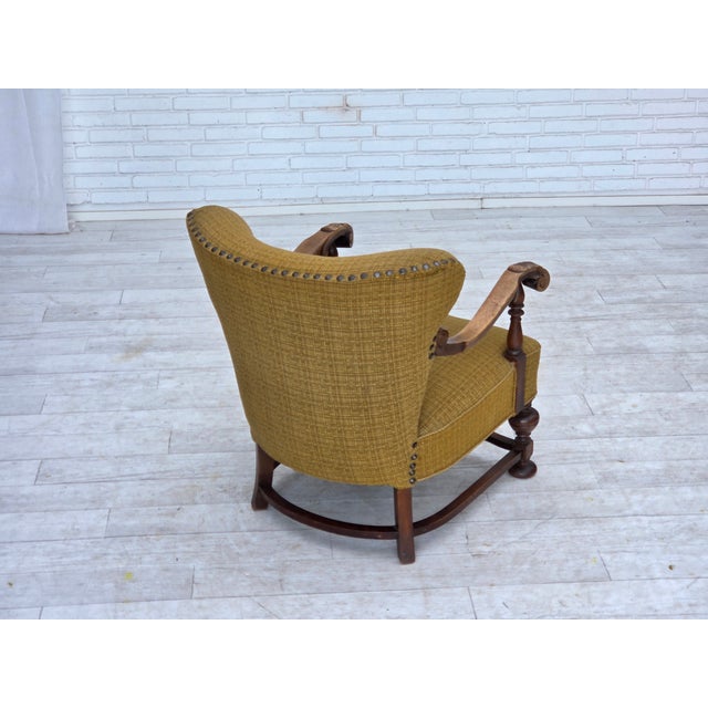 Green Danish Armchair in Green Furniture Wool and Oak Wood, 1960s For Sale - Image 8 of 18