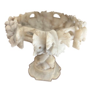 Antique 19th Century Italian Carved Alabaster Footed Compote For Sale