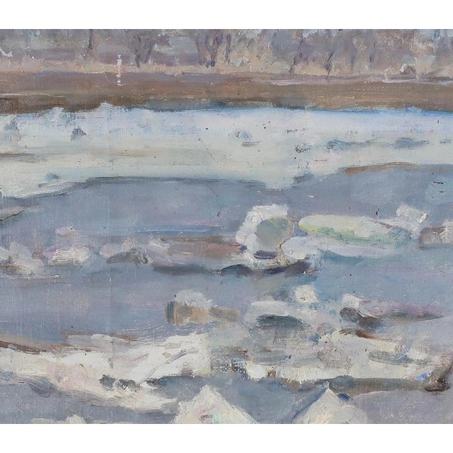 1970s Original Impressionist Winter Landscape Oil Painting, Ukrainian Art 32-37 For Sale - Image 4 of 6