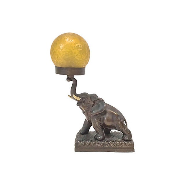Antique Bronze Elephant & Glass Globe Lamp Chairish