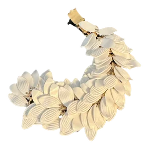 Vintage Napier White Lucite Leaf Bangle Bracelet