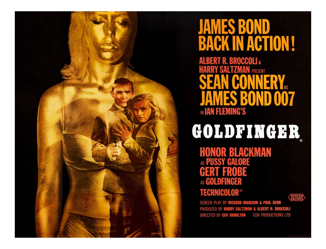 James Bond Goldfinger Original Vintage Movie Poster, British, 1964 |  Chairish, image size:1100x840