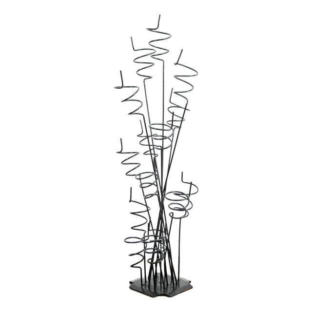 Mid Century Modern Wine Rack Arthur Umanoff Iron Free Standing Sculptural Spiral For Sale