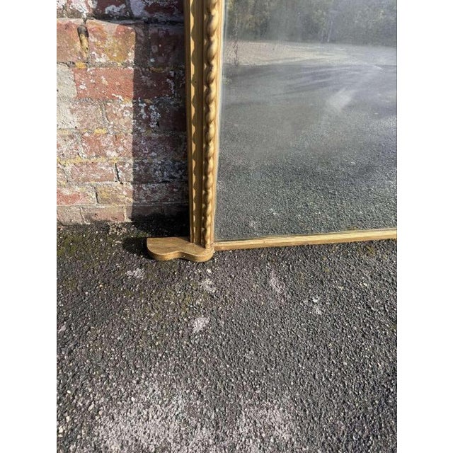 Large Antique English Arched Top Gilt Ribbed Overmantle Mirror, 1800s For Sale - Image 4 of 7