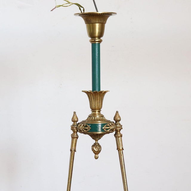 Chandelier in Gilded Bronze and Green Lacquered Metal For Sale - Image 6 of 18