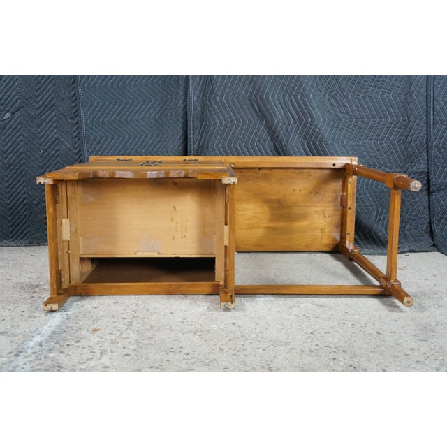 Vintage Early American Colonial Style Solid Maple Country Kneehole Desk 44" For Sale - Image 18 of 18