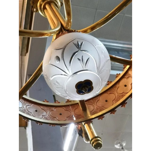 Gold Plated and Enamel Chandelier by Jozsef Engelsz, 1970s For Sale - Image 12 of 18