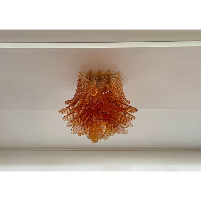Mid-Century Modern Murano Chandelier from 32 Amber Felci Glasses, 1990 For Sale - Image 3 of 14