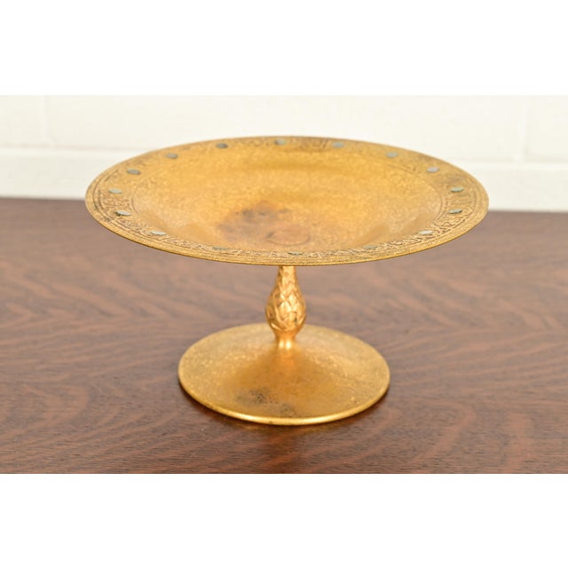 Bronze Tiffany Studios New York Bronze Doré Pedestal Bowl or Compote Dish With Abalone Inlay For Sale - Image 8 of 14