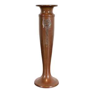 Heintz Style Arts & Crafts Sterling Silver on Bronze Vase