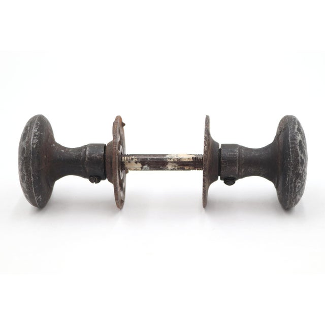 Arts & Crafts Antique Arts & Crafts Hammered Bronze Passage Door Knob Set For Sale - Image 3 of 5