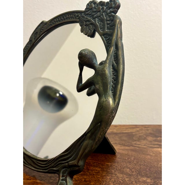1960s Art Nouveau Revival Figural Tabletop Vanity Mirror For Sale - Image 4 of 8