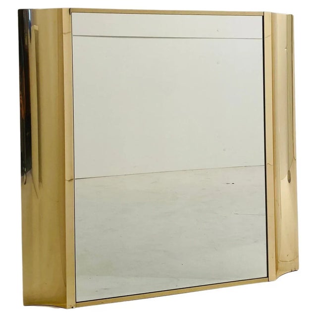 Gold Mirror with Frame in Iron & Walnut Briar, 1970s For Sale - Image 8 of 8