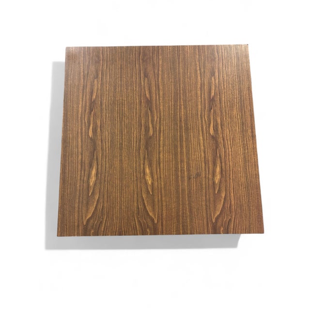 1950s Florence Knoll Walnut Wood With Solid Chrome Legs Modernist Side Table For Sale - Image 5 of 6