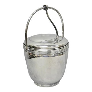 Mid 20th Century Mid Century Modern Sheffield Silver Plated Reticulating Hinge Ice Bucket W Tongs For Sale