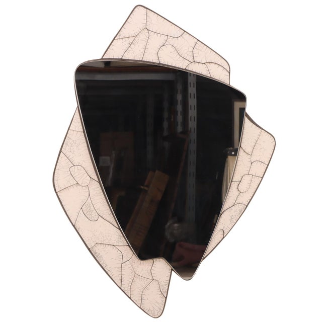 Mid-Century Modern Italian MCM Ceramic and Bronze Custom Mirror For Sale - Image 3 of 6