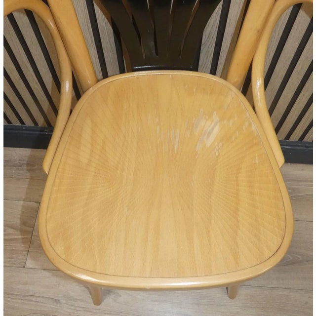 An absolute design classic: Bentwood chair with armrests "Brauhaus chair" Bicolor natural/black These chairs have enjoyed...