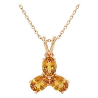 Citrine Cluster Pendant Necklace | Natural Gemstone Charm Pendant | November Birthstone Pendant for Woman For Sale