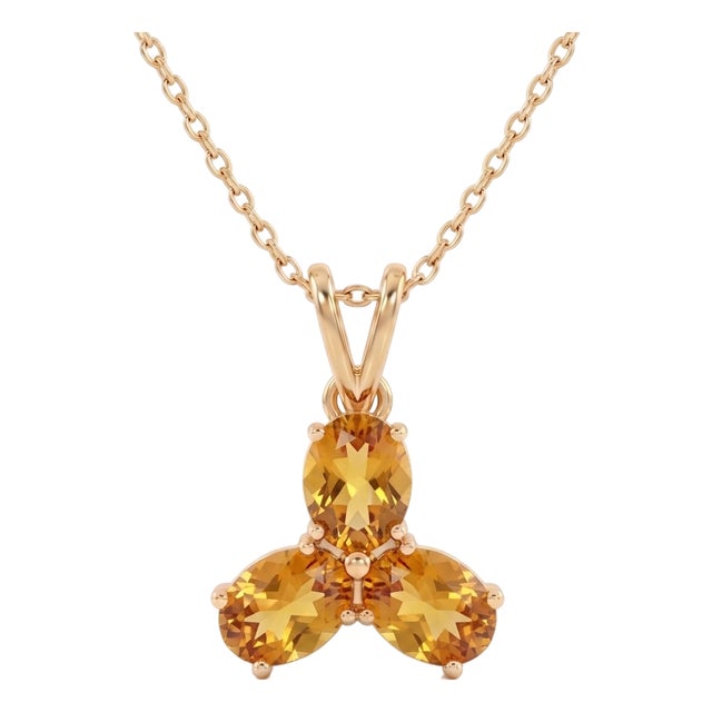 Citrine Cluster Pendant Necklace | Natural Gemstone Charm Pendant | November Birthstone Pendant for Woman For Sale
