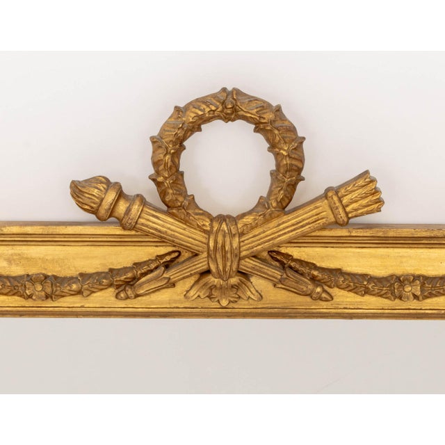 French Louis XVI Style Giltwood Framed Mirror For Sale - Image 3 of 7