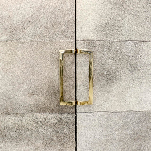 Modern Pasargad Home Safari Steel & Cowhide Bar Cabinet For Sale - Image 3 of 12