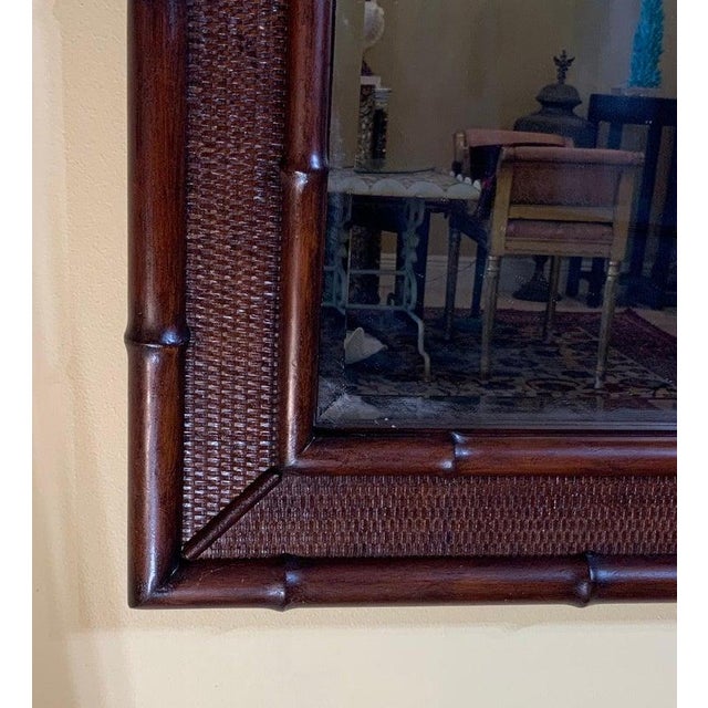 Touch of Island Charm: Carved Solid Wood Bamboo-Style Wall Mirror For Sale - Image 9 of 12
