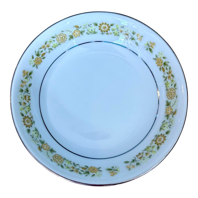 Vintage Towne House “Spring 3094” Dessert/Fruit Bowls With Yellow Floral Band & Silver Trim (Sold Individually) For Sale
