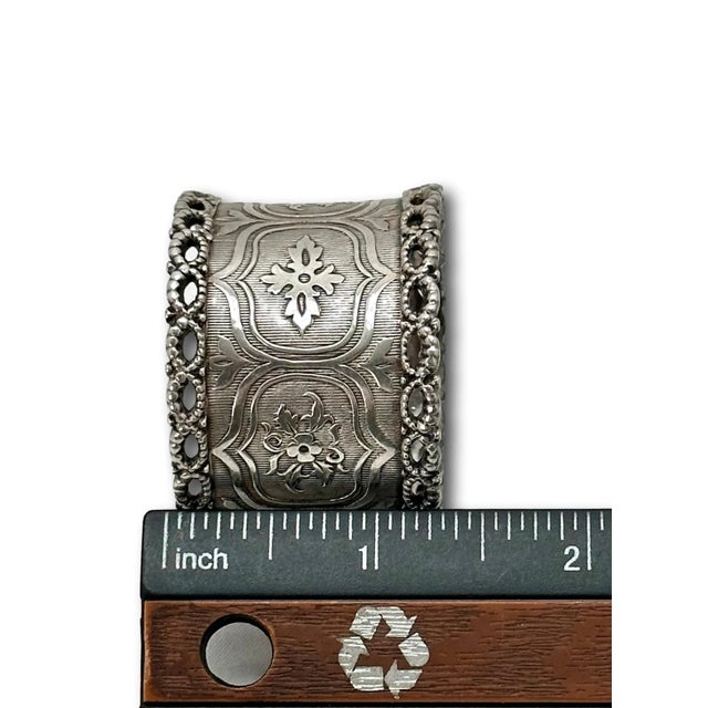 Outstanding Original Match Pair of Antique Hand Made American Coin Silver Napkin Rings - Circa 1860s For Sale - Image 11 of 12