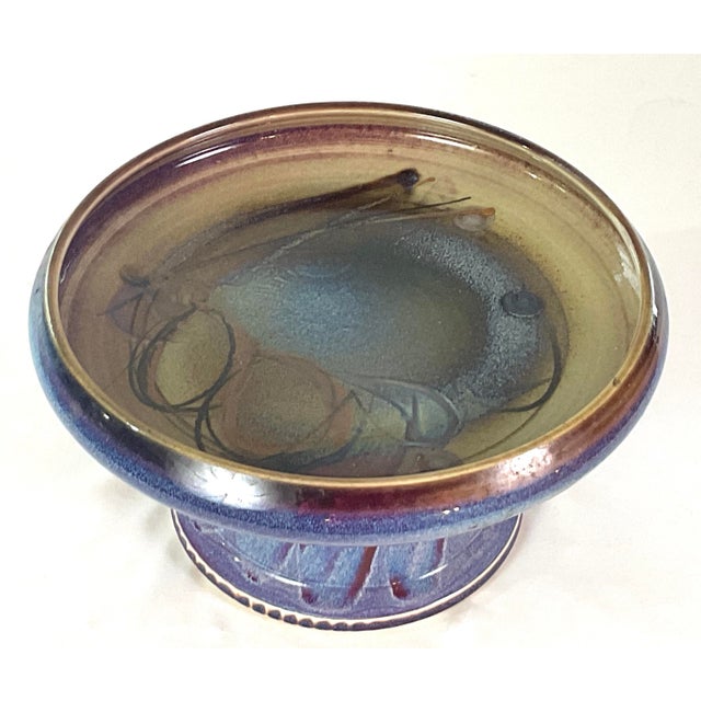 Handcrafted Studio Art Pottery Pedestal Plate/Shallow Centerpiece Bowl/Tazza For Sale - Image 4 of 9